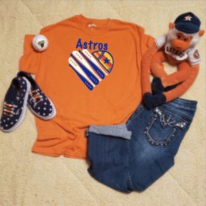 Houston Astros Baseball Love Bat Tshirt Stripe